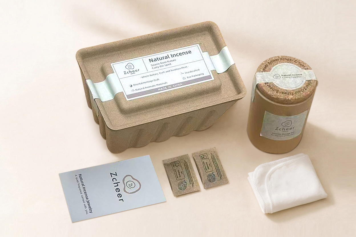 Zcheer wearable incense jewelry presented as a meaningful handmade gift with natural incense materials and soft packaging.