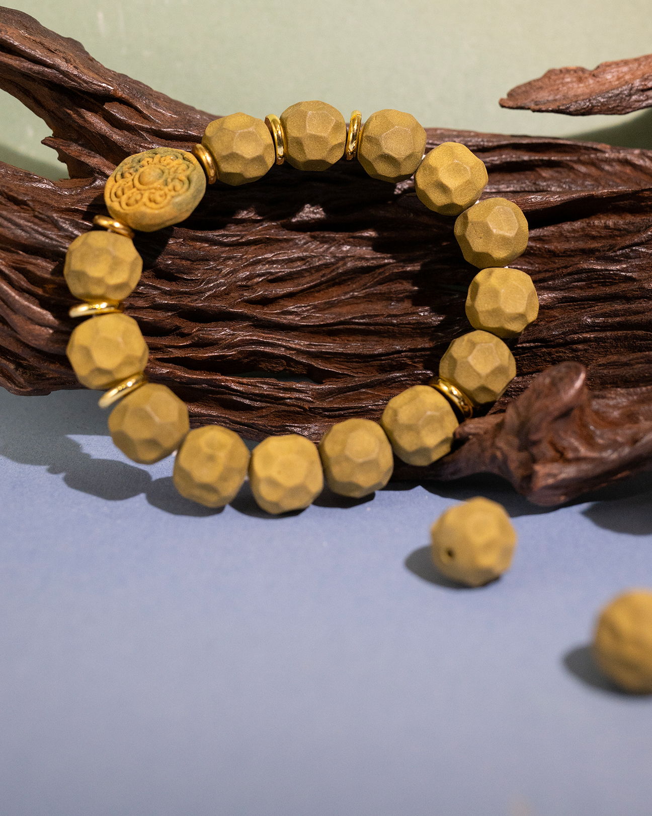 Faceted Bead Bracelet – Longjing Jasmine Couple Bracelet Men's Version (17.5cm) - Light Green · Longjing Jasmine · Men · Wrist 17.5cm