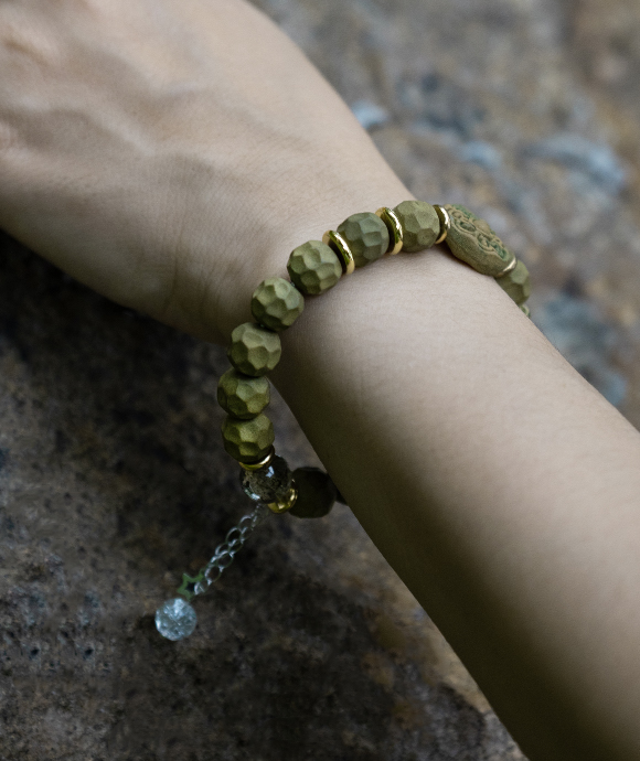 Faceted Bead Bracelet – Longjing Jasmine Couple Bracelet Women's Version (15cm) - Light Green · Longjing Jasmine · Women · Wrist 15cm