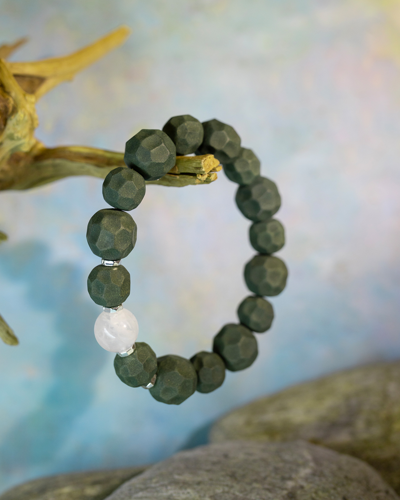 Faceted Bead Bracelet – Dream Incense Couple Bracelet Men's Version (19cm) - Green · Dream Spirit · Men · Wrist 19cm