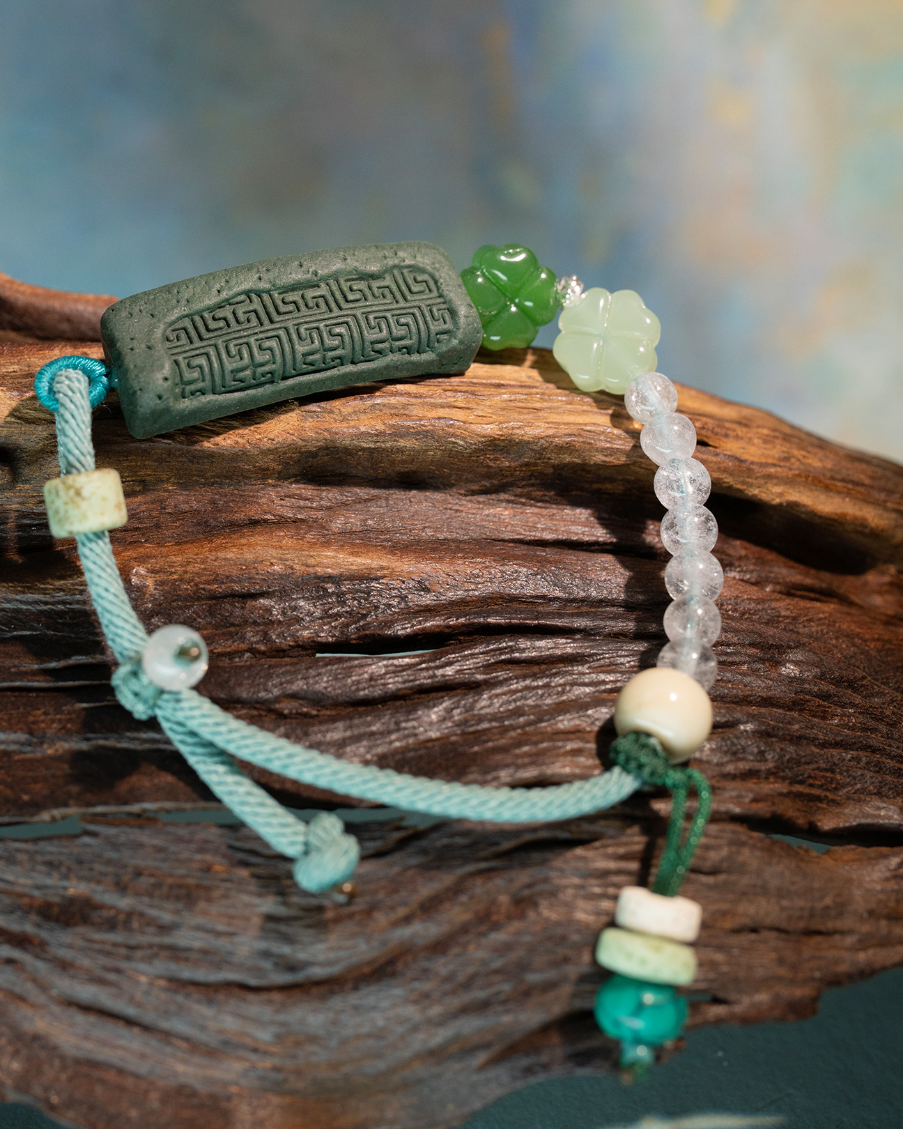 Adjustable Bracelet – Blue Medicine Incense Pendant with Path Structure - Green · Dream Spirit · Path · Bracelet · Wrist 13.5–19cm