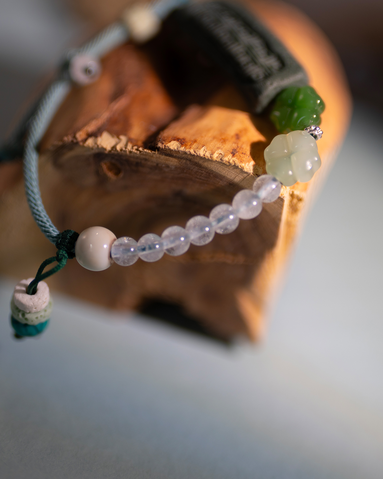 Adjustable Bracelet – Blue Medicine Incense Pendant with Path Structure - Green · Dream Spirit · Path · Bracelet · Wrist 13.5–19cm