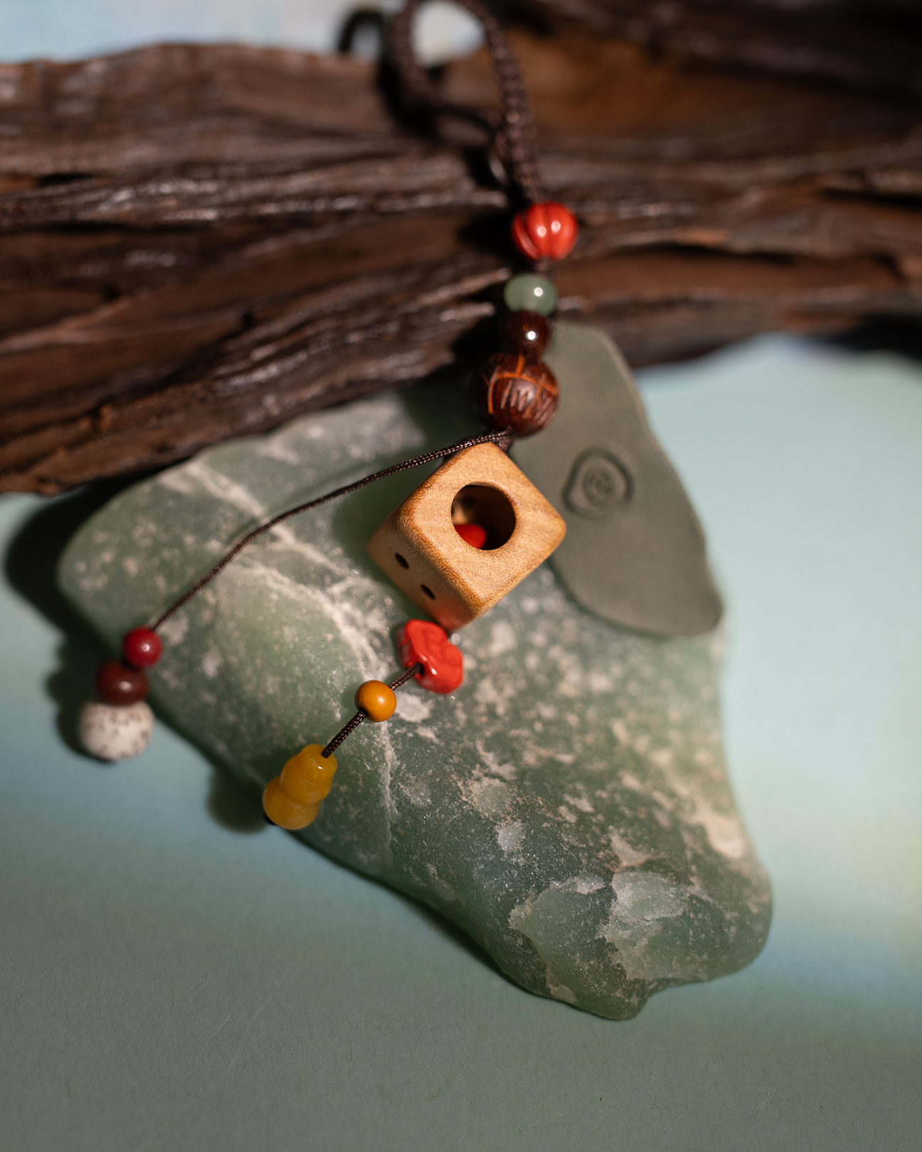 Terraced Charm Pendant – Dream Incense Protective Hanging Ornament - Green · Dream Spirit · Hanging Charm · 5cm Drop Length