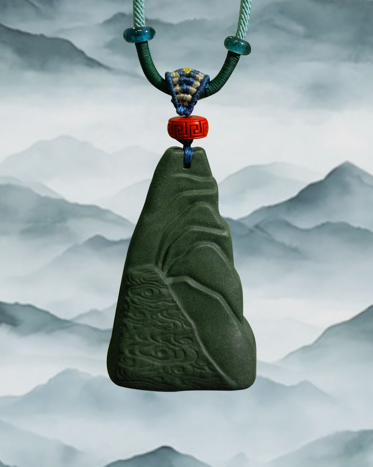 Cloud Mountain Necklace – Dream Incense Energy Pendant (Basic Edition) - Green · Dream Spirit · Basic · Necklace · 45–85cm