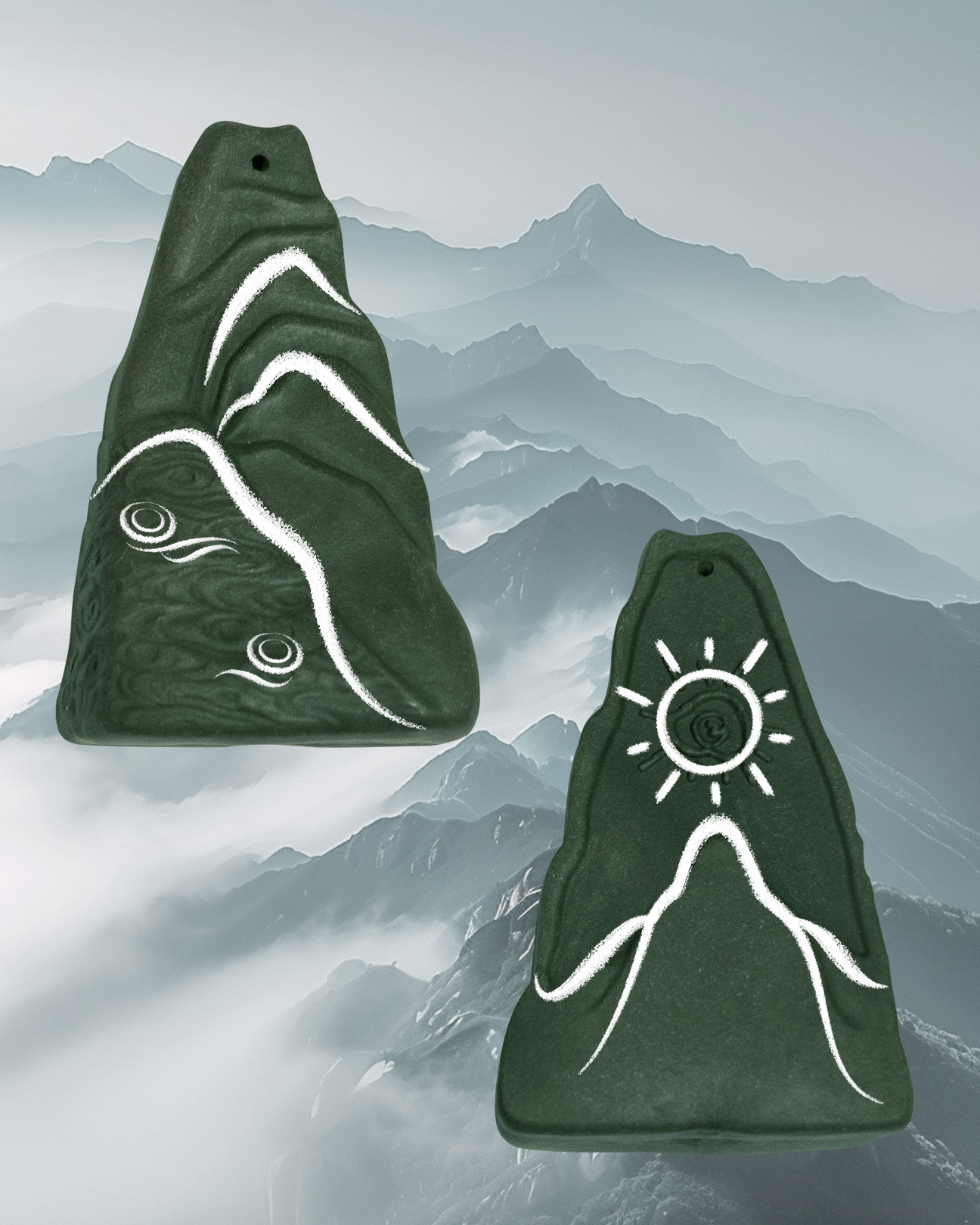 Cloud Mountain Necklace – Dream Incense Energy Pendant (Basic Edition) - Green · Dream Spirit · Basic · Necklace · 45–85cm