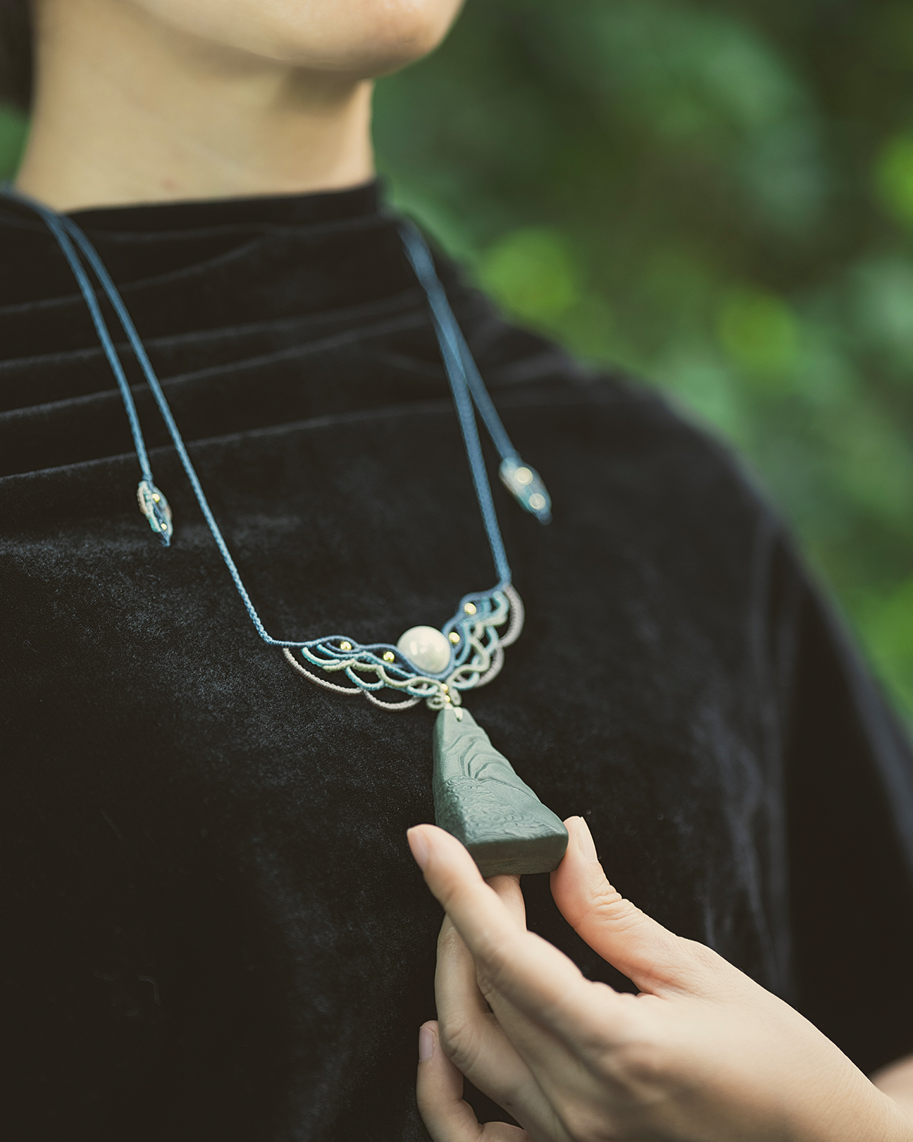 Cloud Mountain Necklace – Dream Incense Energy Pendant (Deluxe Edition) - Green · Dream Spirit · Premium · Necklace · 32–65cm
