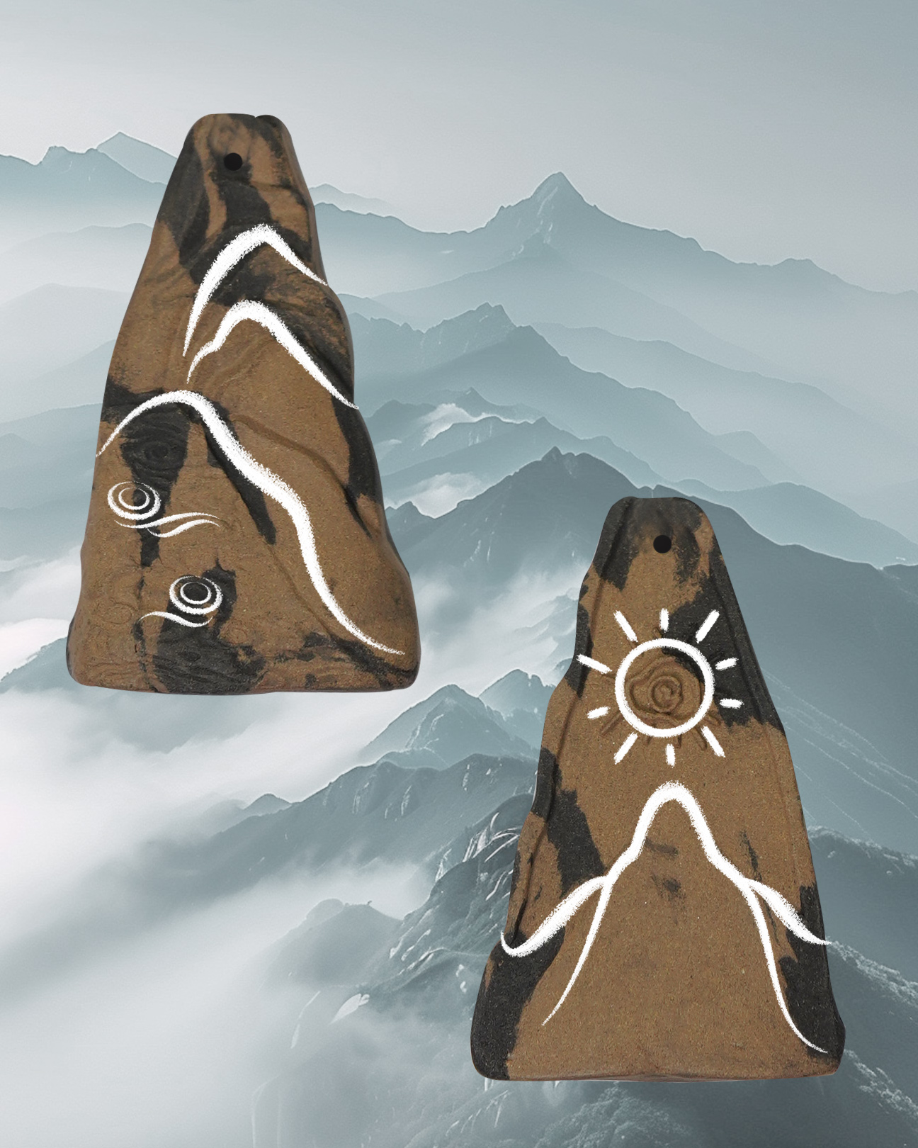 Cloud Mountain Necklace – Dual Incense Energy Pendant (Basic Edition) - Mixed · Dual Blend · Basic · Necklace · 45–85cm