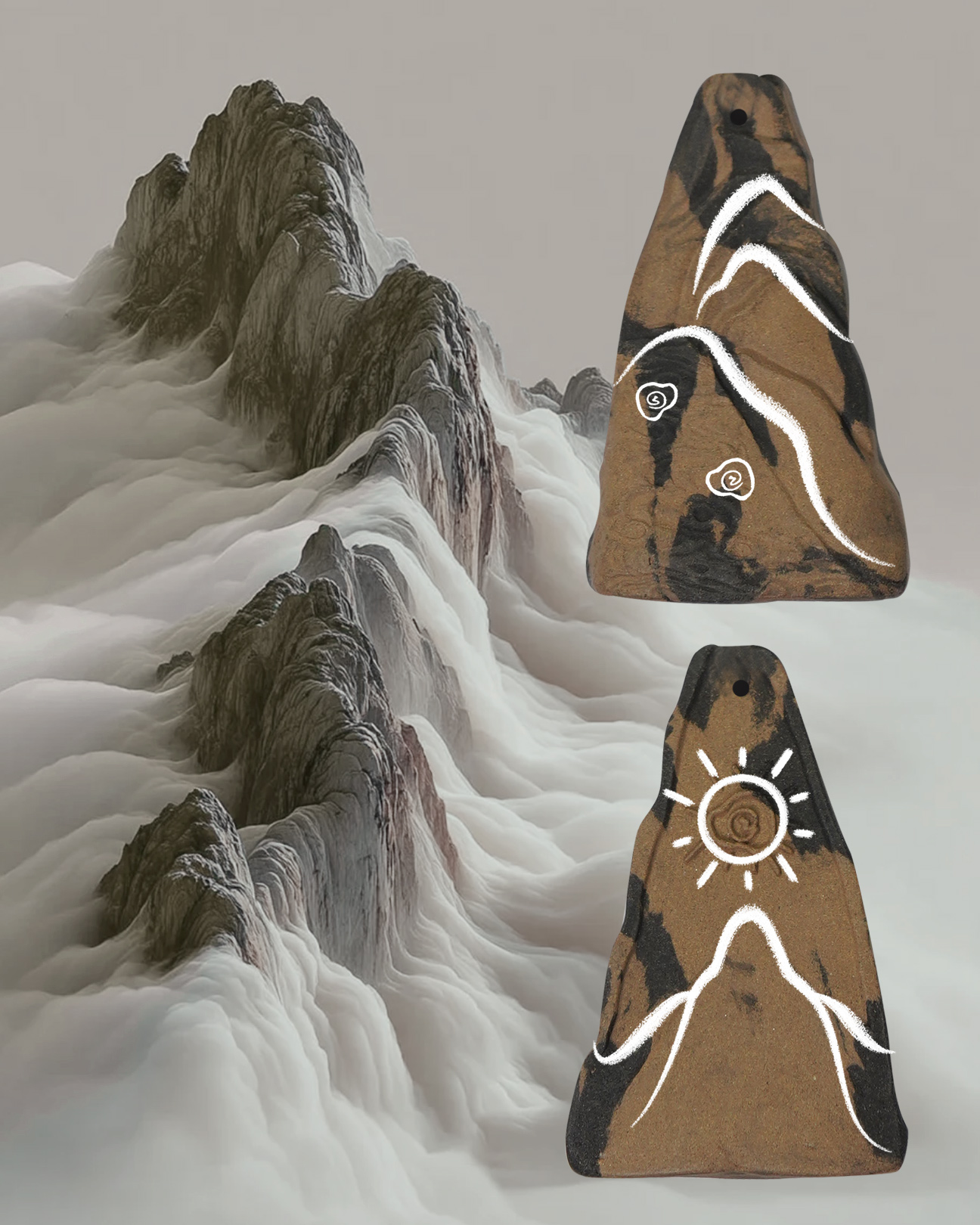 Cloud Mountain Necklace – Dual Incense Energy Pendant (Deluxe Edition) - Mixed · Dual Blend · Premium · Necklace · 32–65cm