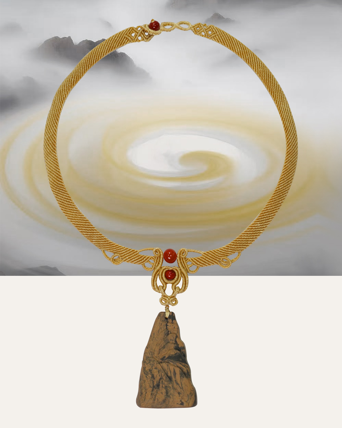 Cloud Mountain Necklace – Dual Incense Choker Pendant (Premium Edition) - Mixed · Dual Blend · Advanced · Choker Necklace · 44–46cm