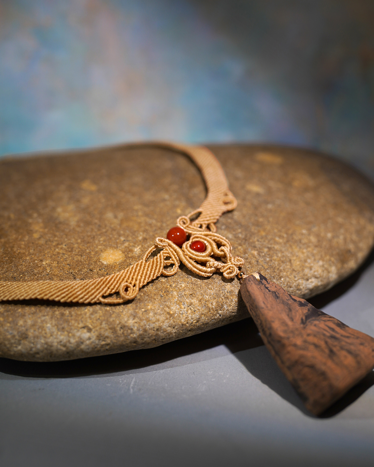 Cloud Mountain Necklace – Dual Incense Choker Pendant (Premium Edition) - Mixed · Dual Blend · Advanced · Choker Necklace · 44–46cm