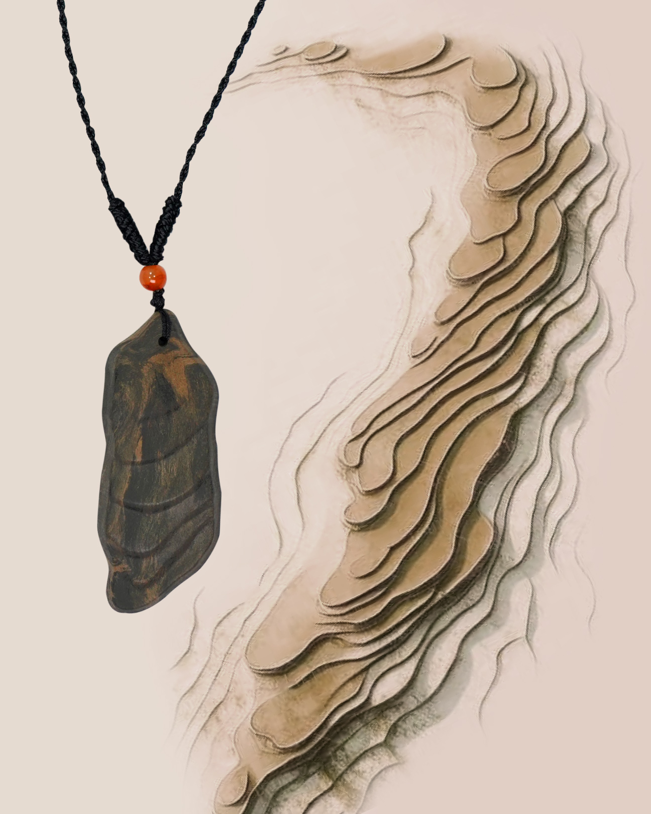 Terraced Field Necklace – Dual Incense Pendant (Minimal Edition) - Mixed · Dual Blend · Basic · Necklace · 46–66cm