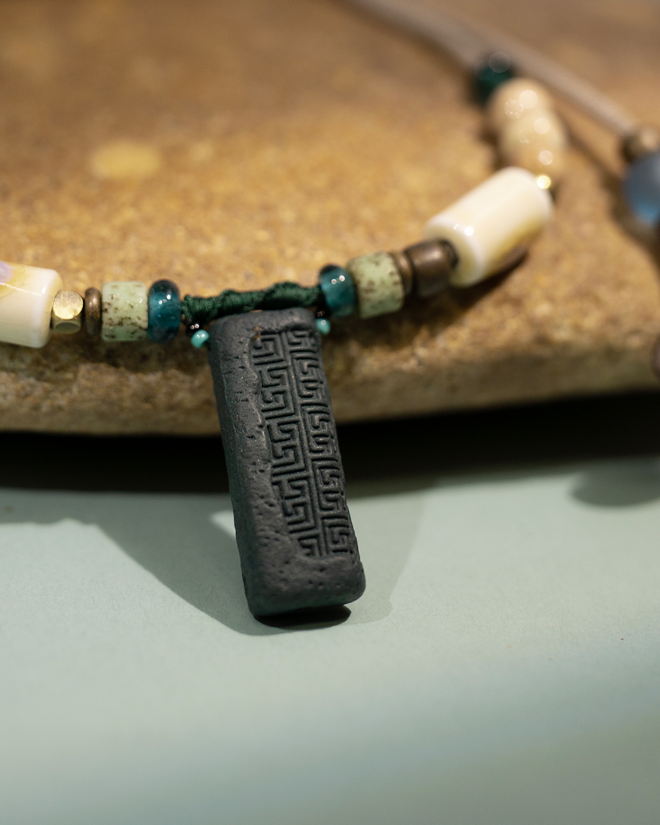 Adjustable Necklace – Blue Medicine Incense Pendant with Dual Balance Structure - Blue · Blue Medicine · Small · Necklace · 30–90cm