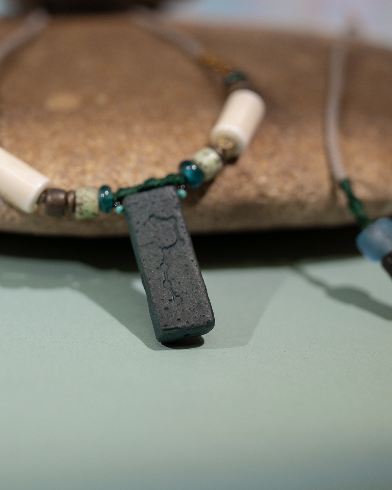 Adjustable Necklace – Blue Medicine Incense Pendant with Dual Balance Structure - Blue · Blue Medicine · Small · Necklace · 30–90cm