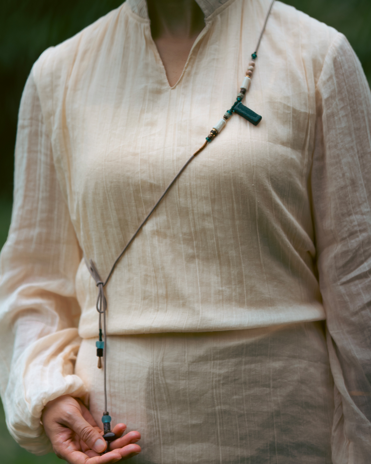 Adjustable Necklace – Blue Medicine Incense Pendant with Dual Balance Structure - Blue · Blue Medicine · Small · Necklace · 30–90cm