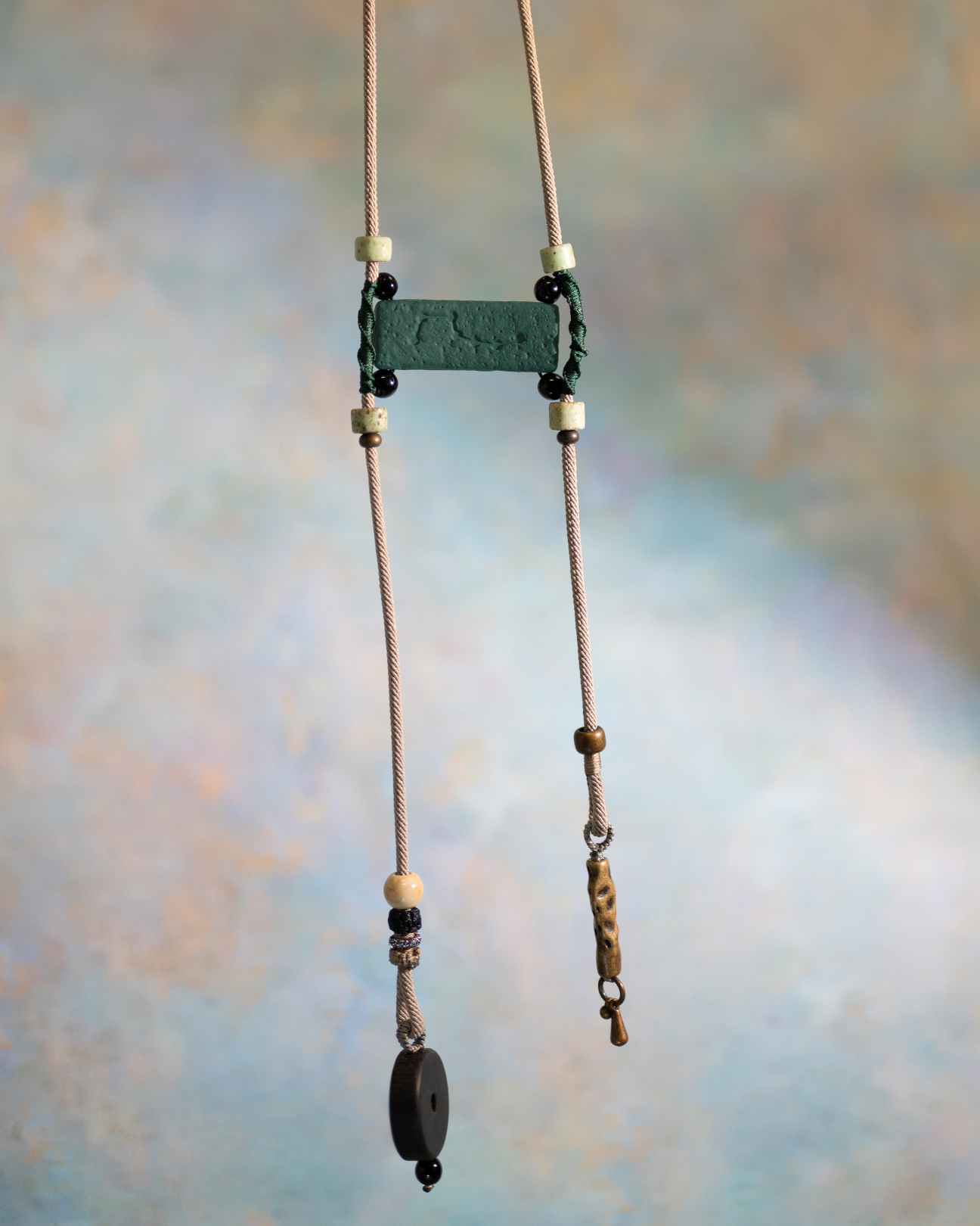 Adjustable Necklace – Blue Medicine Incense Pendant with Dual Balance & Guardian Elements - Blue · Blue Medicine · Large · Necklace · 40–82cm