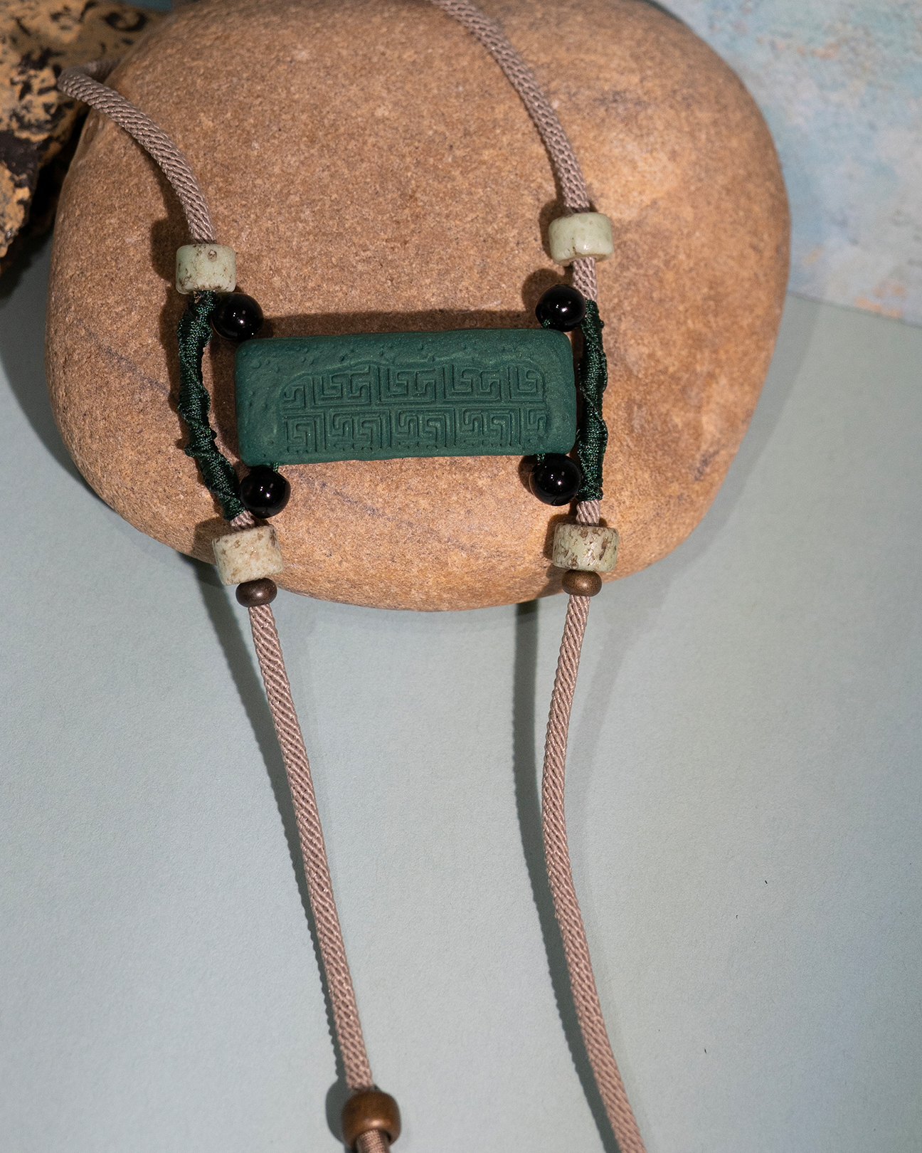 Adjustable Necklace – Blue Medicine Incense Pendant with Dual Balance & Guardian Elements - Blue · Blue Medicine · Large · Necklace · 40–82cm