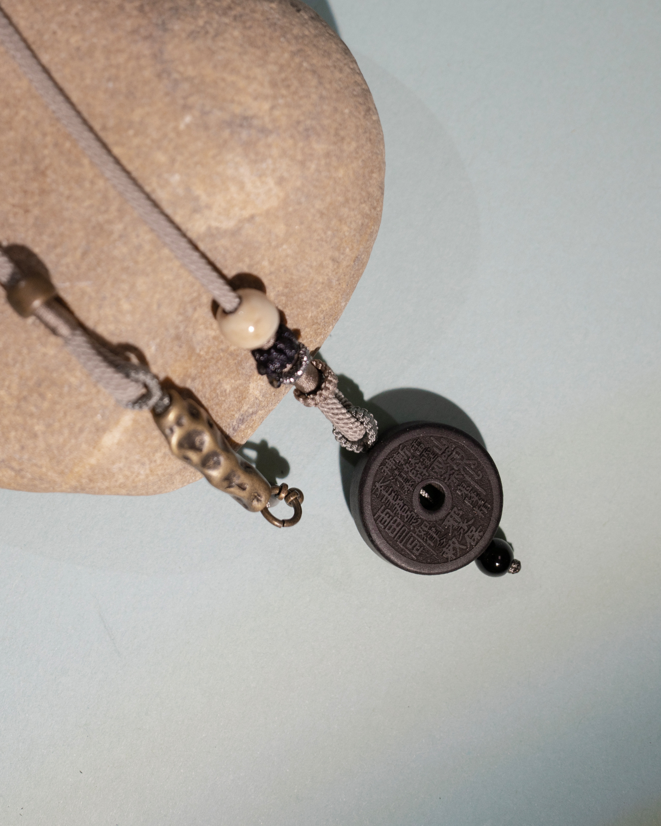 Adjustable Necklace – Blue Medicine Incense Pendant with Dual Balance & Guardian Elements - Blue · Blue Medicine · Large · Necklace · 40–82cm