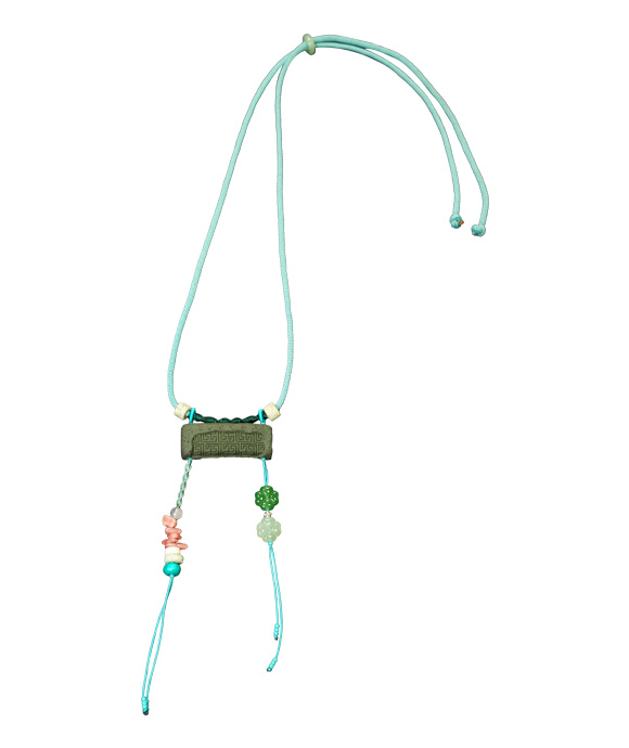 Adjustable Necklace – Blue Medicine Incense Pendant with Flowing Elements & Lucky Accents - Green · Dream Spirit · Flow Accent · Necklace · 30–63cm