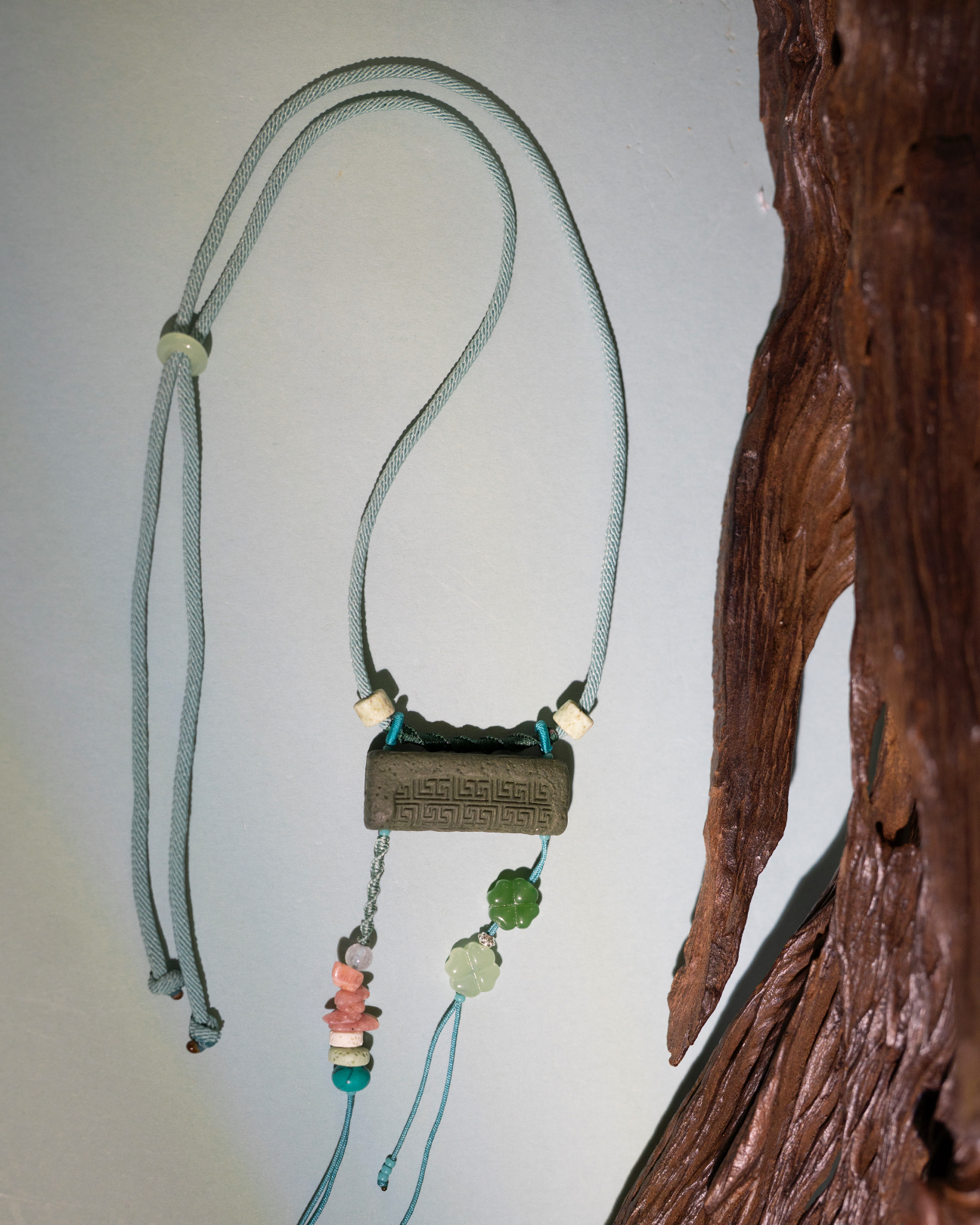 Adjustable Necklace – Blue Medicine Incense Pendant with Flowing Elements & Lucky Accents - Green · Dream Spirit · Flow Accent · Necklace · 30–63cm