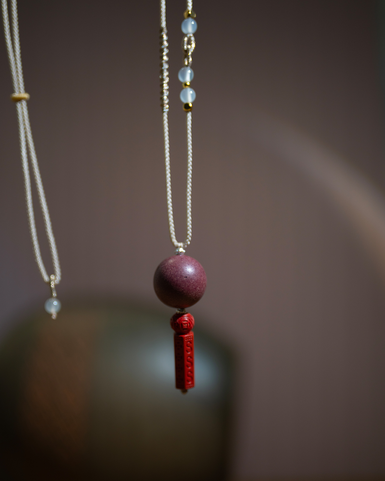 Adjustable Necklace – Rose Incense Bead Pendant with Central Balance Structure - Rose · Rose Blend · Core · Necklace · 35–62cm