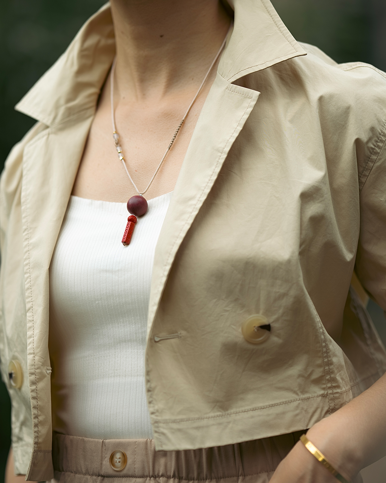 Adjustable Necklace – Rose Incense Bead Pendant with Central Balance Structure - Rose · Rose Blend · Core · Necklace · 35–62cm