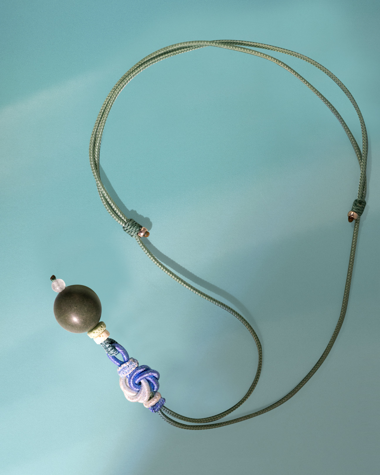 Adjustable Necklace – Green Incense Bead Pendant with Mandala Knot Structure - Green · Dream Spirit · Knot Structure · Necklace · 35–66cm