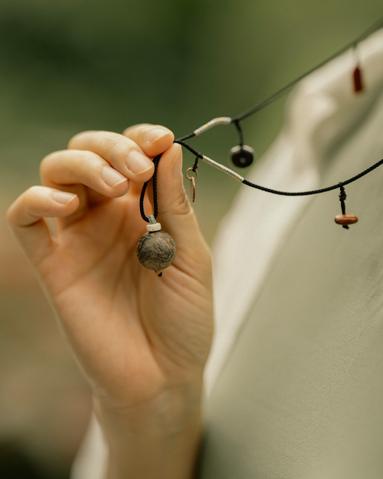 Adjustable Necklace – Mixed Incense Bead Pendant with Multi-Symbolic Structure - Mixed · Dual Blend · Composite · Necklace · 36–60cm