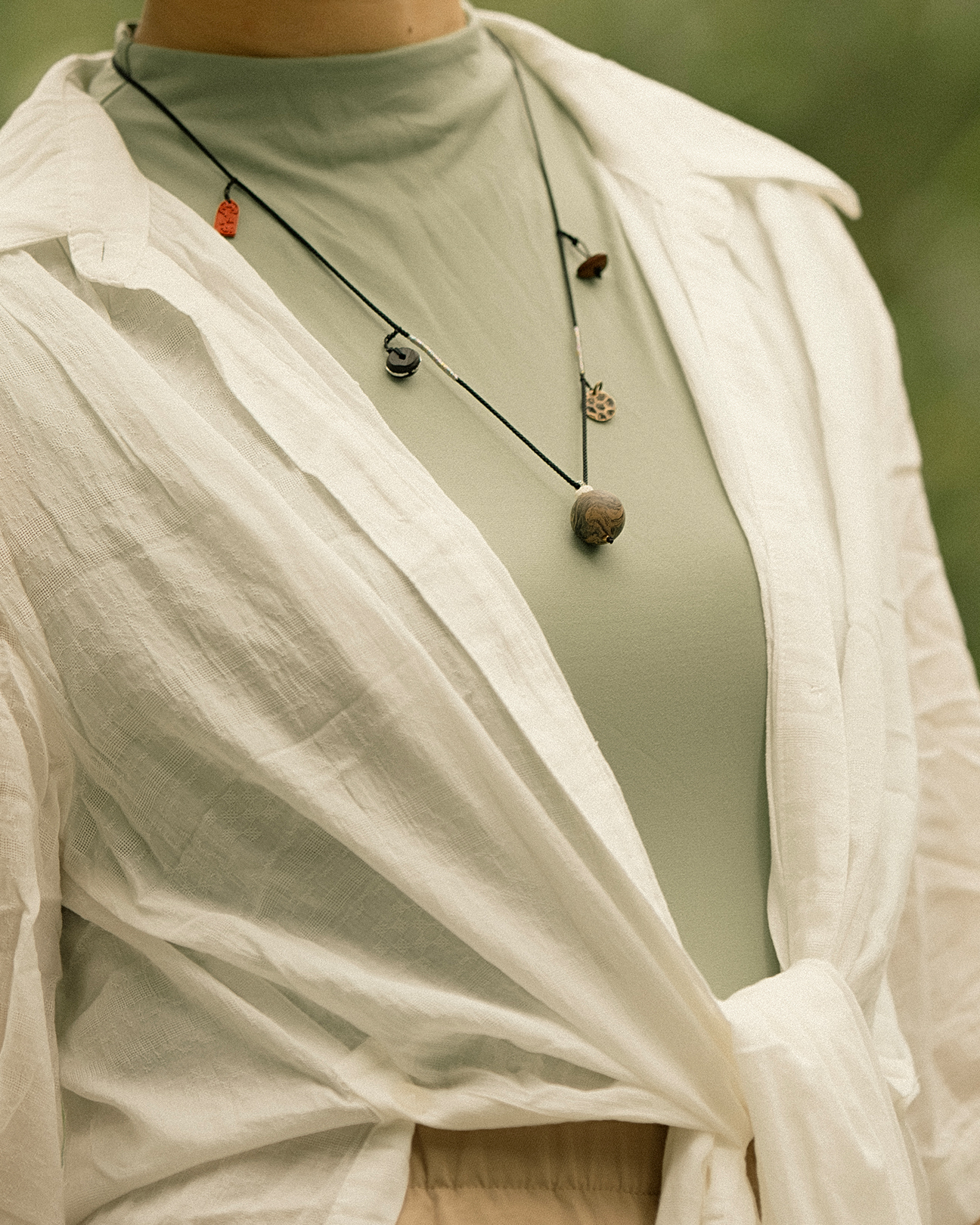 Adjustable Necklace – Mixed Incense Bead Pendant with Multi-Symbolic Structure - Mixed · Dual Blend · Composite · Necklace · 36–60cm