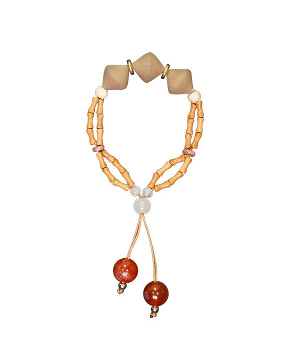 Bamboo Rhythm Bracelet – Golden Incense Adjustable Bracelet (15.2–22cm Inner Diameter) - Gold White · Gold White Blend · Bracelet · Wrist 15.2–22cm