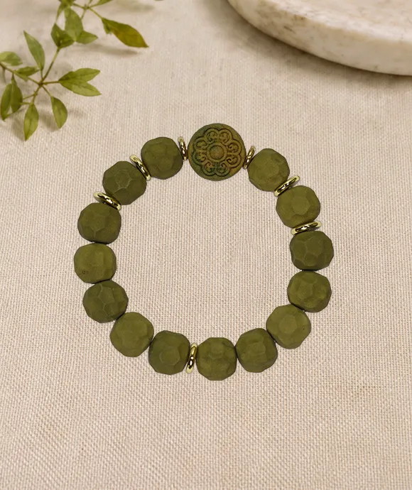 Faceted Bead Bracelet – Longjing Jasmine Couple Bracelet Men's Version (17.5cm) - Light Green · Longjing Jasmine · Men · Wrist 17.5cm