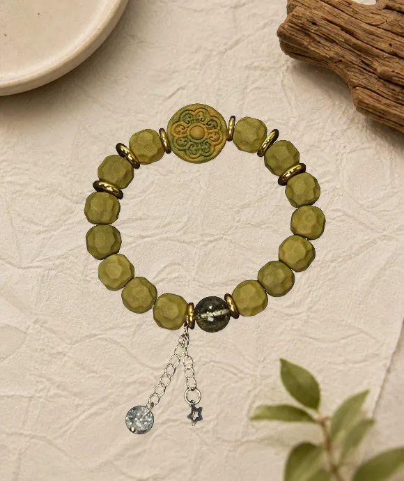 Faceted Bead Bracelet – Longjing Jasmine Couple Bracelet Women's Version (15cm) - Light Green · Longjing Jasmine · Women · Wrist 15cm