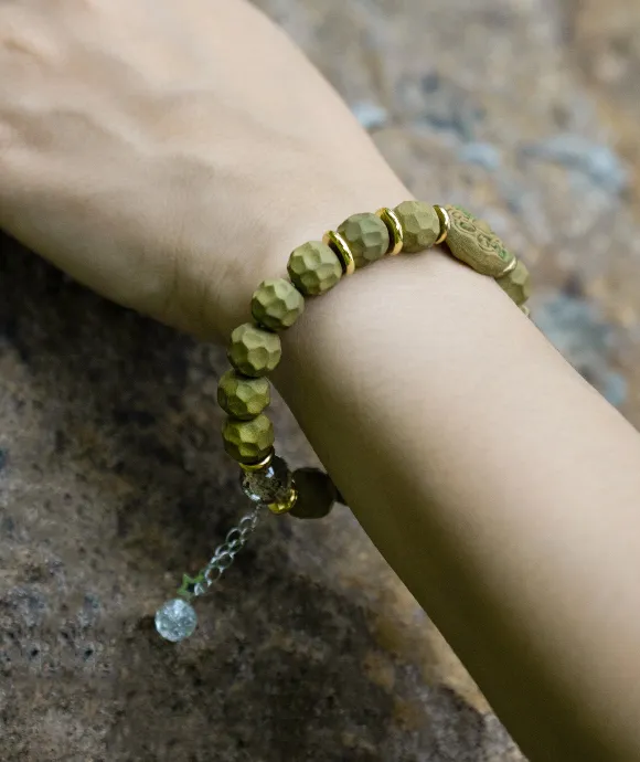 Faceted Bead Bracelet – Longjing Jasmine Couple Bracelet Women's Version (15cm) - Light Green · Longjing Jasmine · Women · Wrist 15cm