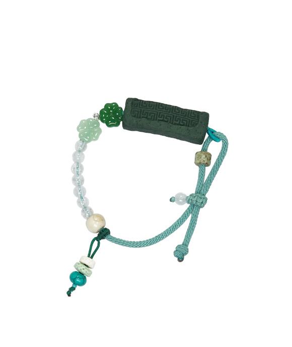 Adjustable Bracelet – Blue Medicine Incense Pendant with Path Structure - Green · Dream Spirit · Path · Bracelet · Wrist 13.5–19cm