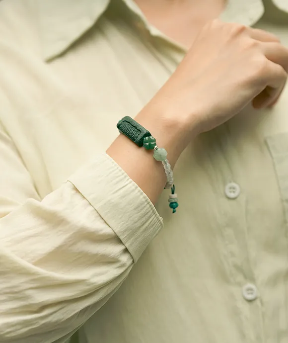 Adjustable Bracelet – Blue Medicine Incense Pendant with Path Structure - Green · Dream Spirit · Path · Bracelet · Wrist 13.5–19cm