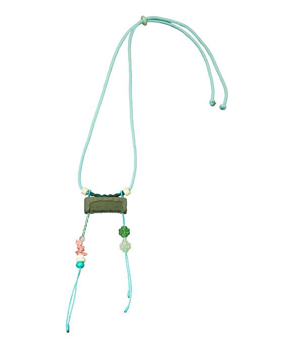 Adjustable Necklace – Blue Medicine Incense Pendant with Flowing Elements & Lucky Accents - Green · Dream Spirit · Flow Accent · Necklace · 30–63cm