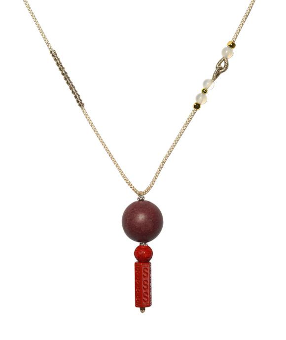 Adjustable Necklace – Rose Incense Bead Pendant with Central Balance Structure - Rose · Rose Blend · Core · Necklace · 35–62cm