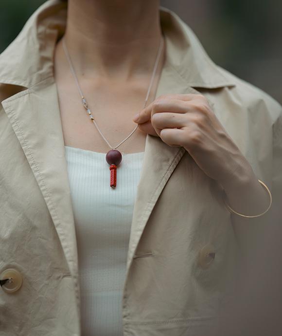 Adjustable Necklace – Rose Incense Bead Pendant with Central Balance Structure - Rose · Rose Blend · Core · Necklace · 35–62cm