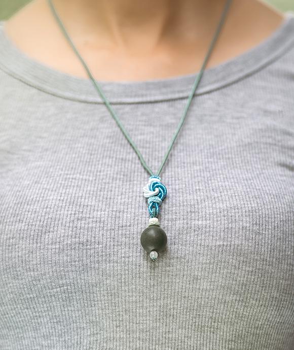 Adjustable Necklace – Green Incense Bead Pendant with Mandala Knot Structure - Green · Dream Spirit · Knot Structure · Necklace · 35–66cm