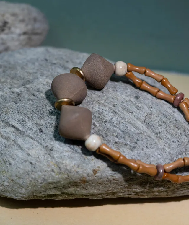 Bamboo Rhythm Bracelet – Golden Incense Adjustable Bracelet (15.2–22cm Inner Diameter) - Gold White · Gold White Blend · Bracelet · Wrist 15.2–22cm