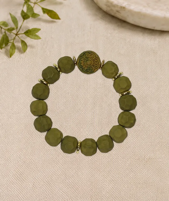 Faceted Bead Bracelet – Longjing Jasmine Couple Bracelet Men's Version (17.5cm) - Light Green · Longjing Jasmine · Men · Wrist 17.5cm