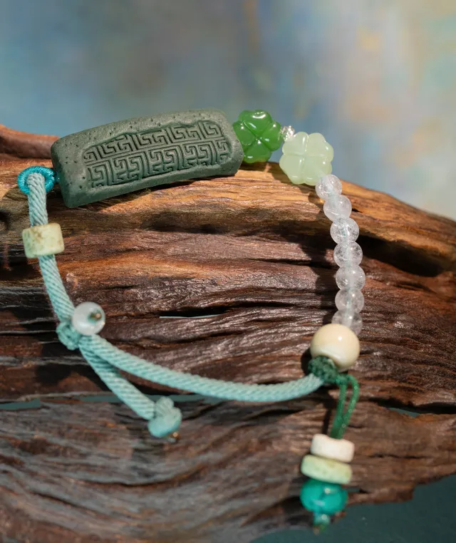 Adjustable Bracelet – Blue Medicine Incense Pendant with Path Structure - Green · Dream Spirit · Path · Bracelet · Wrist 13.5–19cm