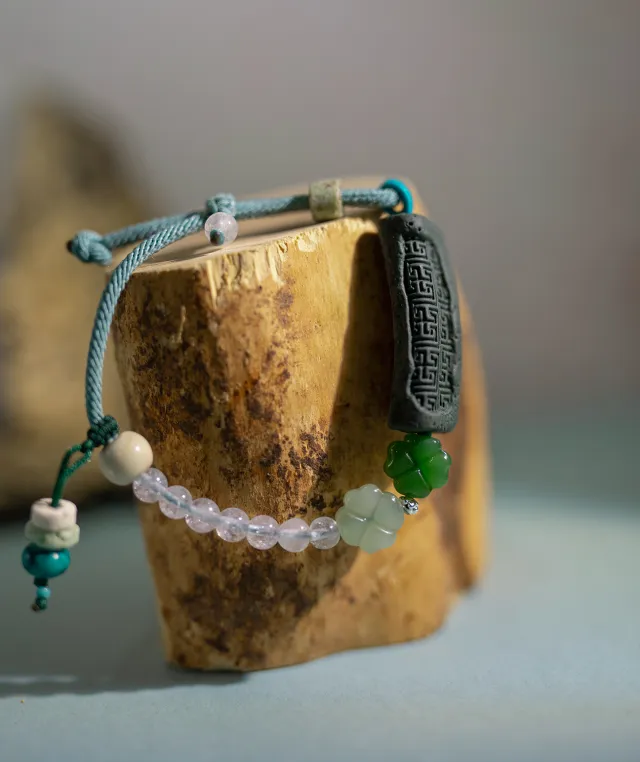 Adjustable Bracelet – Blue Medicine Incense Pendant with Path Structure - Green · Dream Spirit · Path · Bracelet · Wrist 13.5–19cm