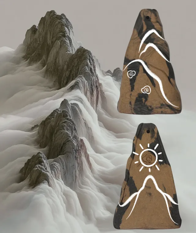 Cloud Mountain Necklace – Dual Incense Energy Pendant (Deluxe Edition) - Mixed · Dual Blend · Premium · Necklace · 32–65cm