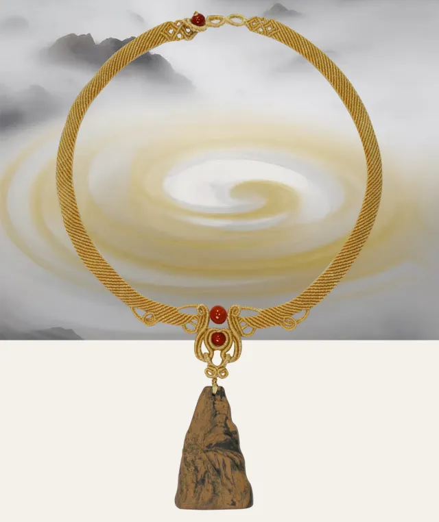 Cloud Mountain Necklace – Dual Incense Choker Pendant (Premium Edition) - Mixed · Dual Blend · Advanced · Choker Necklace · 44–46cm