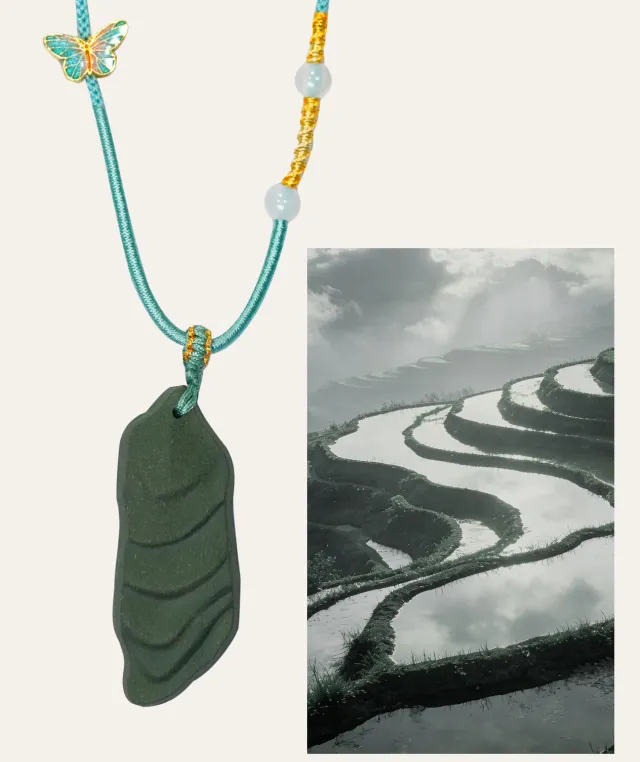 Terraced Field Necklace – Dream Incense Pendant (Style Edition) - Green · Dream Spirit · Style · Necklace · 32–62cm