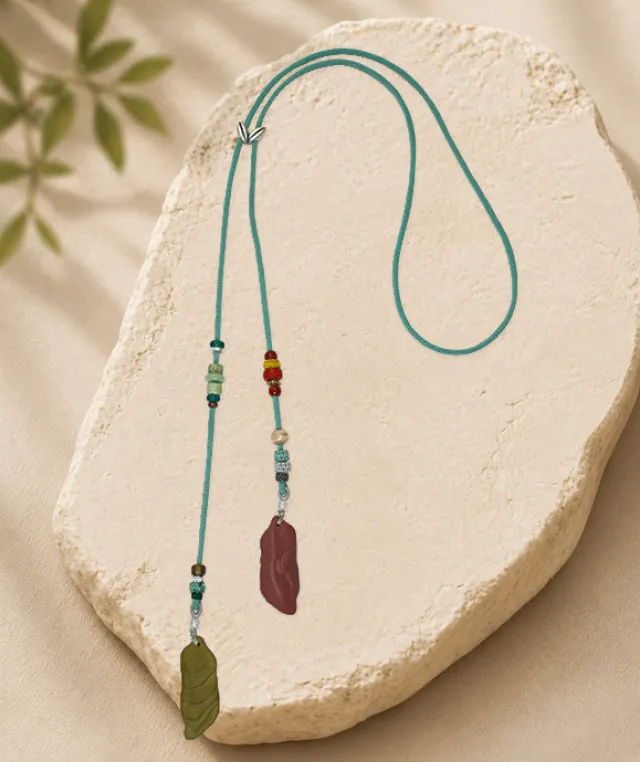 Dual Pendant Necklace – Bird & Terraced Incense Balance Pendant - Dual Tone · Dual Blend · Dual Pendant · Necklace · 80cm