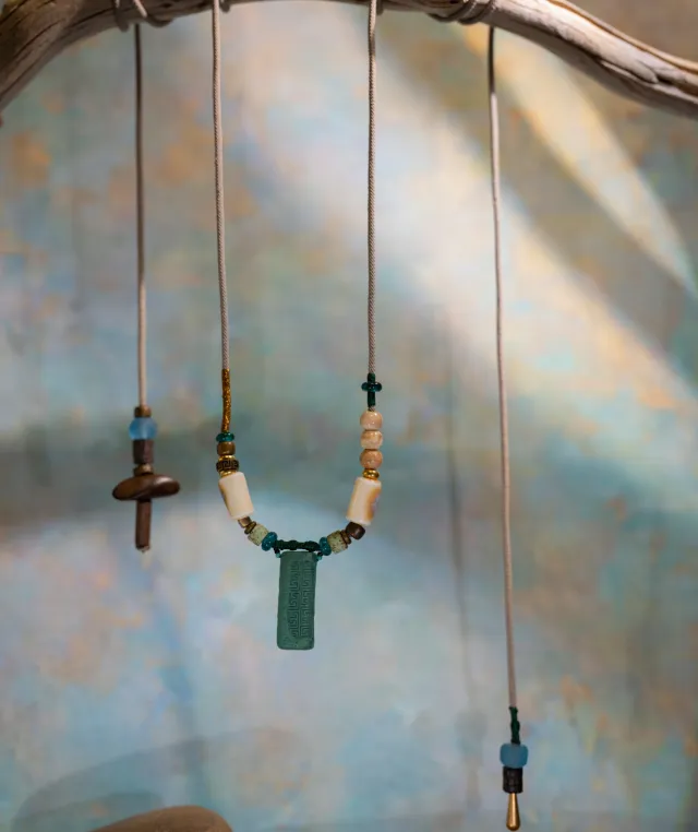 Adjustable Necklace – Blue Medicine Incense Pendant with Dual Balance Structure - Blue · Blue Medicine · Small · Necklace · 30–90cm