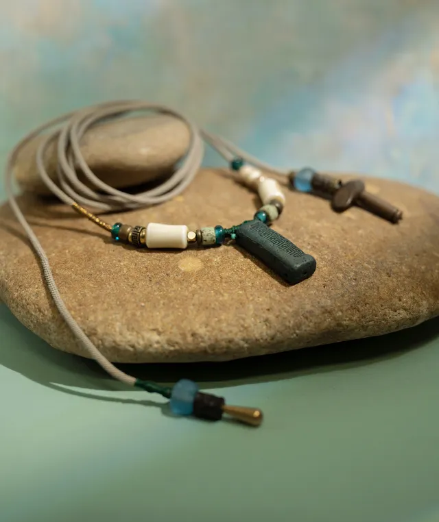 Adjustable Necklace – Blue Medicine Incense Pendant with Dual Balance Structure - Blue · Blue Medicine · Small · Necklace · 30–90cm