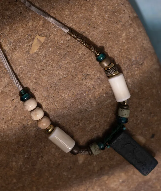 Adjustable Necklace – Blue Medicine Incense Pendant with Dual Balance Structure - Blue · Blue Medicine · Small · Necklace · 30–90cm