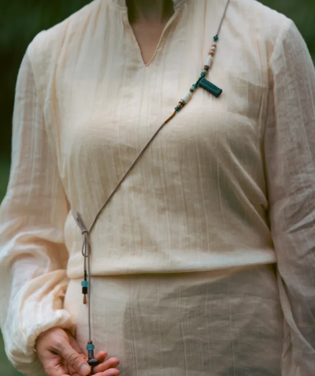 Adjustable Necklace – Blue Medicine Incense Pendant with Dual Balance Structure - Blue · Blue Medicine · Small · Necklace · 30–90cm